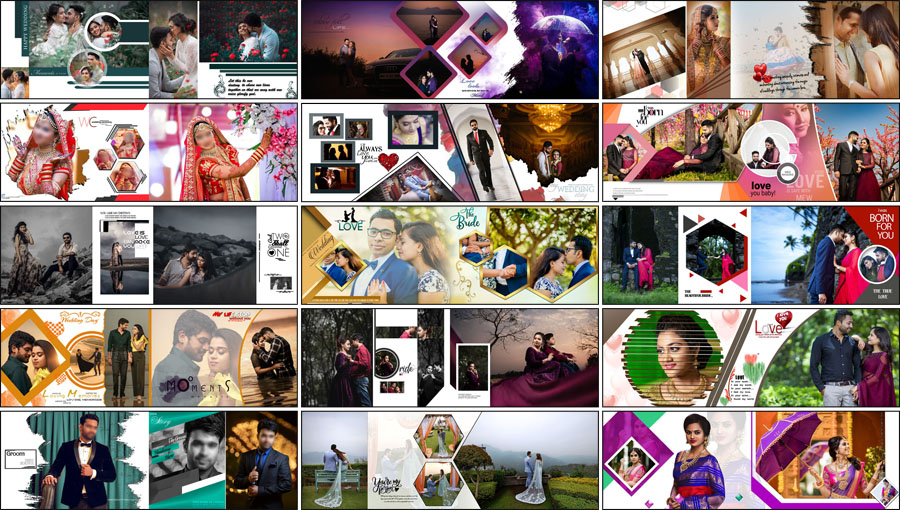20 Creative Pre-Wedding Album PSD 12x36 Free Download