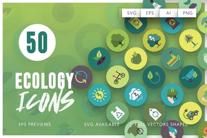 Creativemarket - 50 Ecology Icons Free Download
