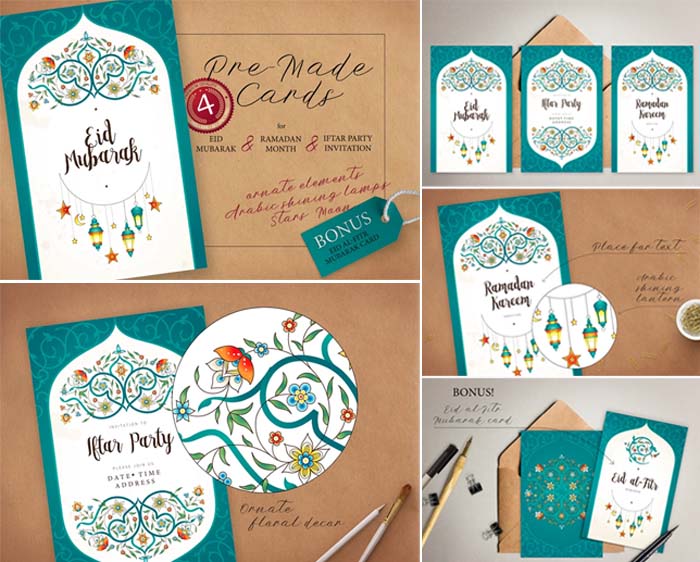 7 Set Of Ramadan Premade Cards