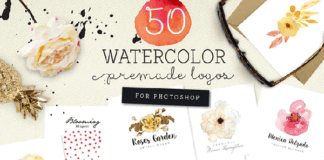 50 Premade Watercolor Logos