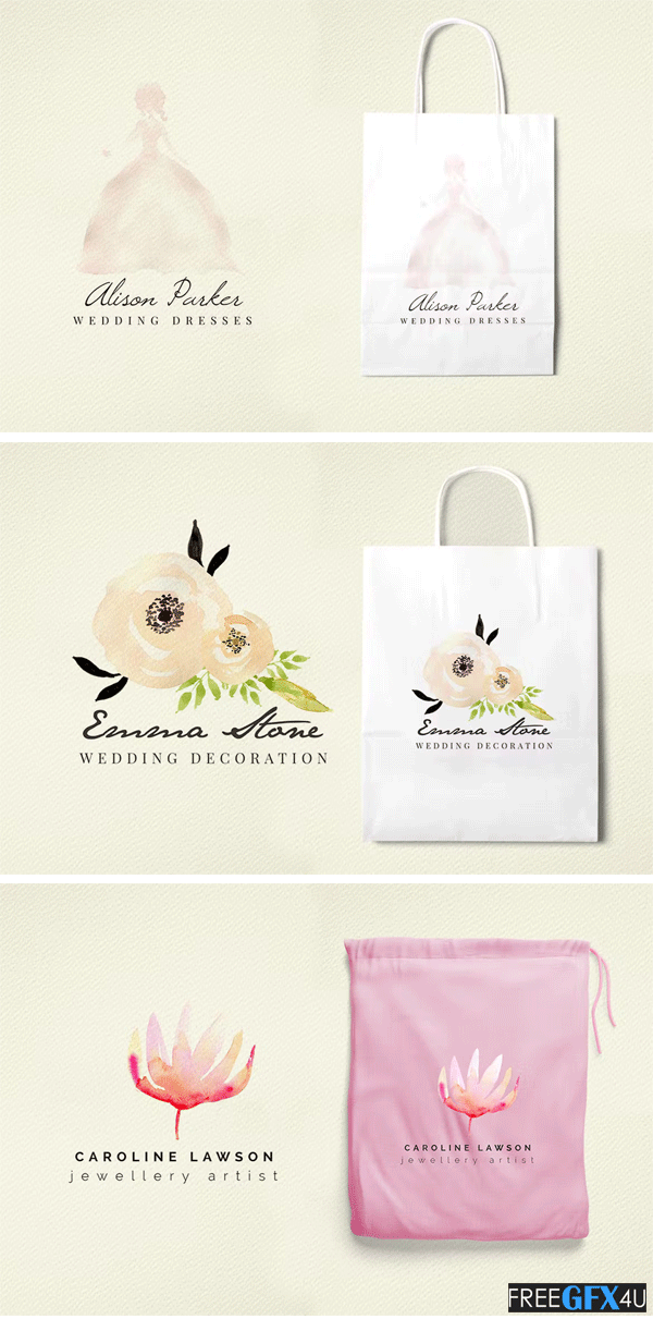 50 Premade Watercolor Logos Free Download 50 Premade Watercolor Logos