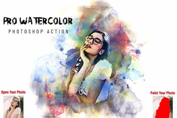 CreativeMarket - Pro Watercolor Effect PS Action Pro Watercolor Effect Action