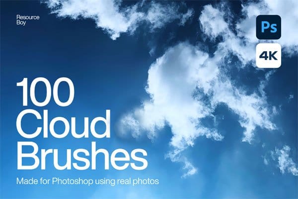 100 Cloud Brushes For Photoshop in 4K Quality 100 Cloud Brushes For Photoshop