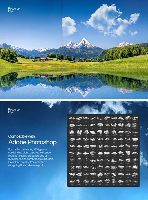 100 Cloud Brushes For Photoshop in 4K Quality 100 Cloud Brushes For Photoshop