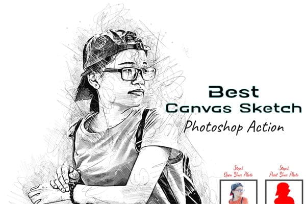 CreativeMarket - Best Canvas Sketch Photoshop Action Best Canvas Sketch Action