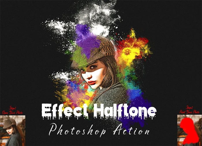 CreativeMarket -Effect Halftone Photoshop Action Effect Halftone Photoshop Action