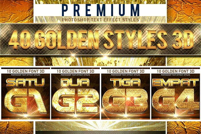 CreativeMarket - 40 Golden Font 3D 40 Golden Font 3D