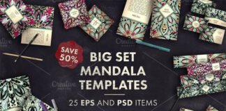 Big set mandala templates