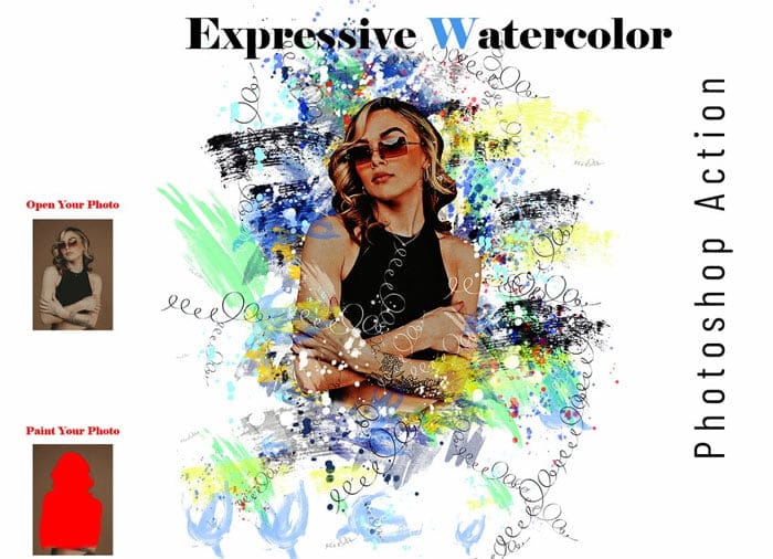 CreativeMarket - Expressive Watercolor PS Action Expressive Watercolor PS Action