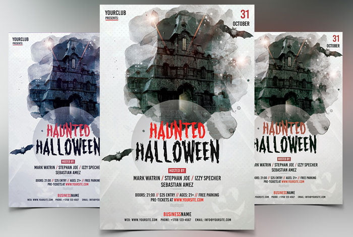 Haunted Halloween Flyer PSD Template
