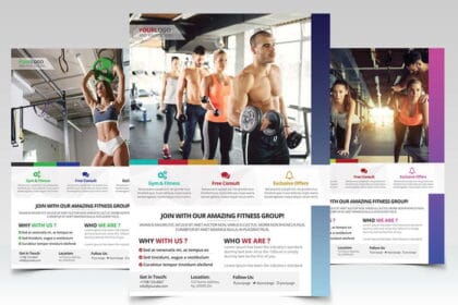 Fitness gym 3 Flyers PSD Template