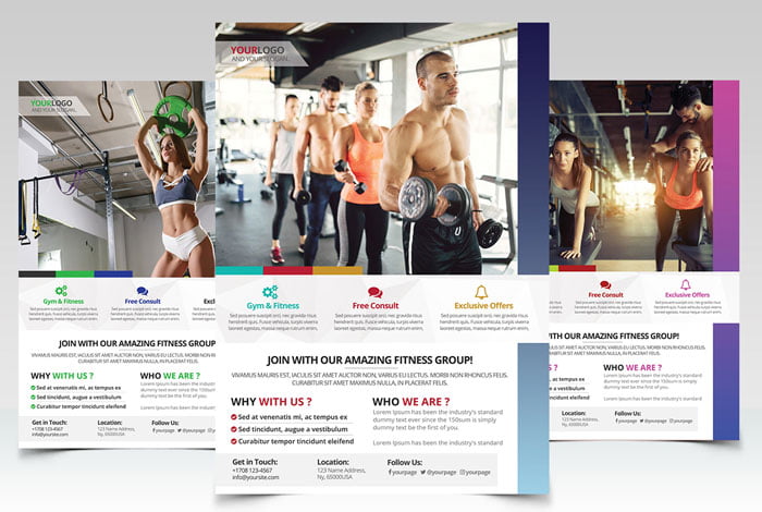 Fitness gym 3 Flyers 