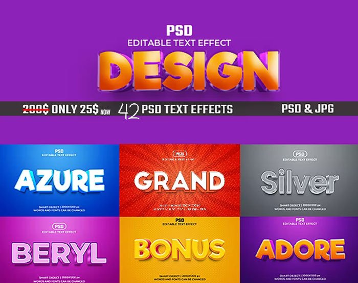Editable 3D Text Effects Pack