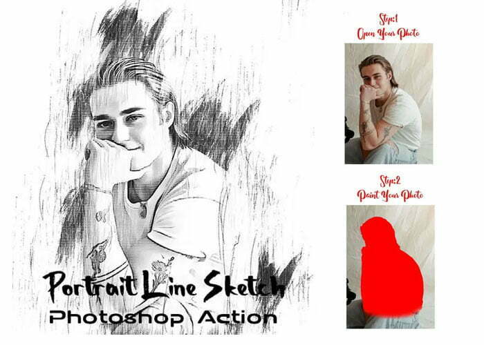 Graphicriver - Portrait Line Sketch PS Action Portrait Line Sketch PS Action