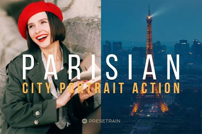 Parisian City Portrait Photoshop Action & LUT Parisian City Portrait Action
