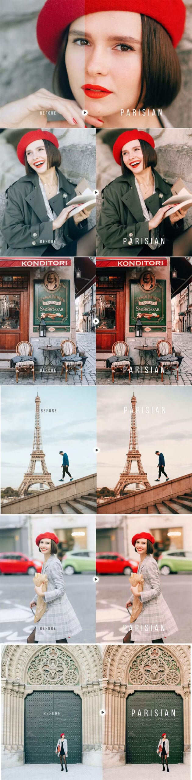 Parisian City Portrait Photoshop Action & LUT Parisian City Portrait Action