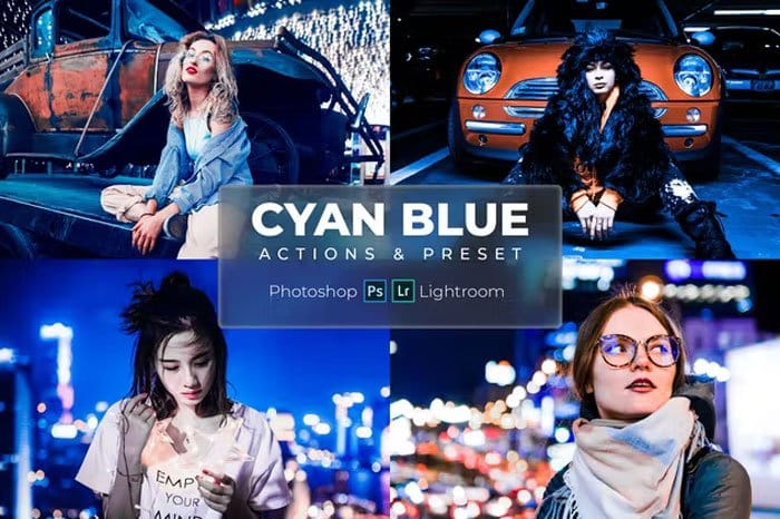 Photoshop Actions & Lightroom Presets - Cyan Blue Photoshop Actions Presets - Cyan Blue
