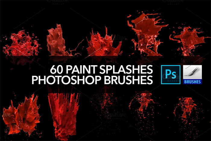 60 Paint Splash Brushes For PS