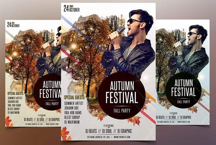 CreativeMarket - Autumn Festival Fall Flyer PSD Template Autumn Festival Fall Flyer