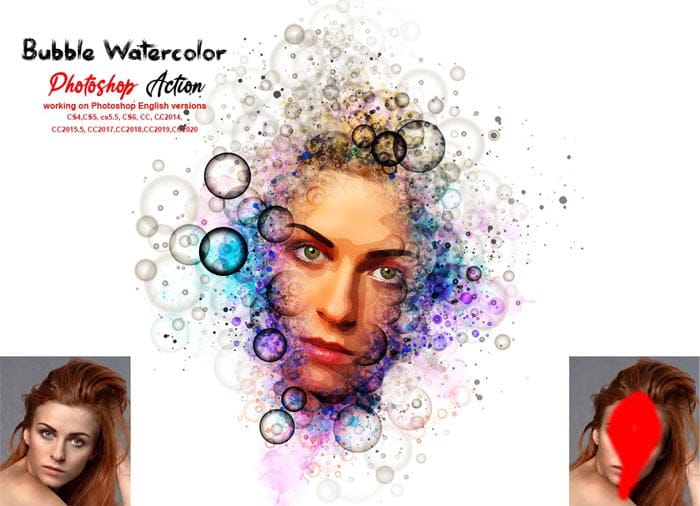CreativeMarket - Bubble Watercolor Photoshop Action Bubble Watercolor Action