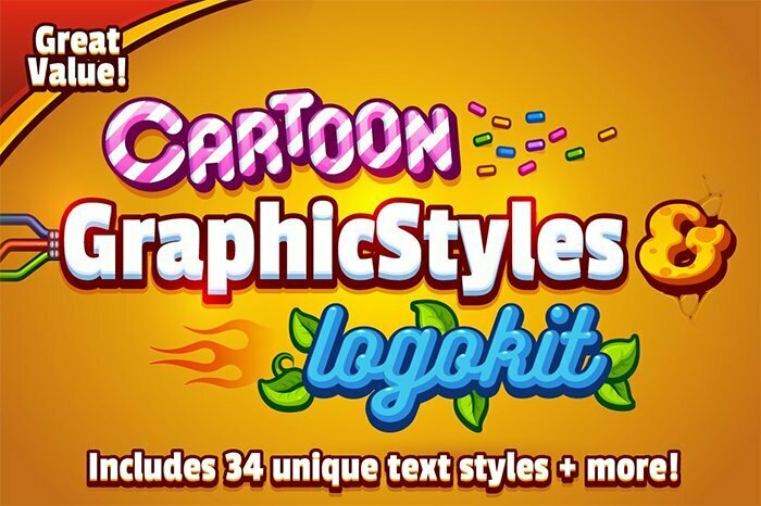 Cartoon Graphic Styles And Logo Kit