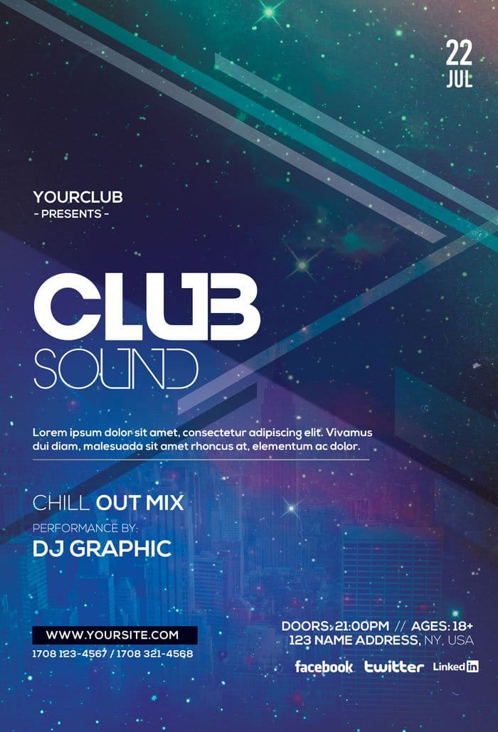 CreativeMarket - Club Sound Flyer PSD Template Club Sound Flyer Template