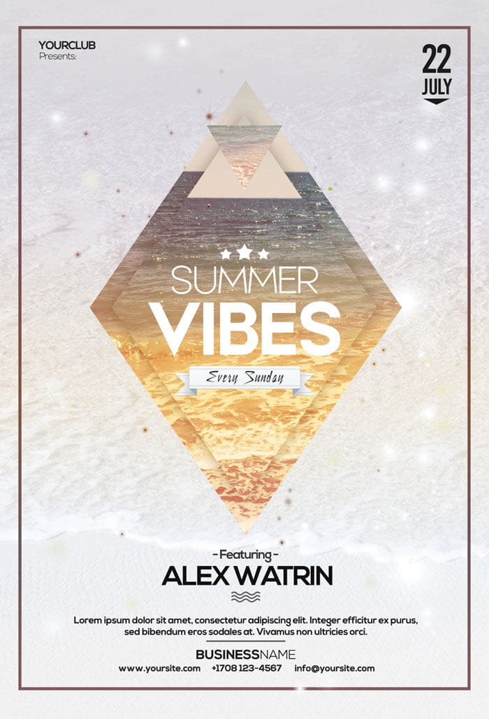 CreativeMarket - Summer Vibes Flyer PSD Template Summer Vibes Flyer