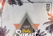 Sunset Party Flyer PSD Template