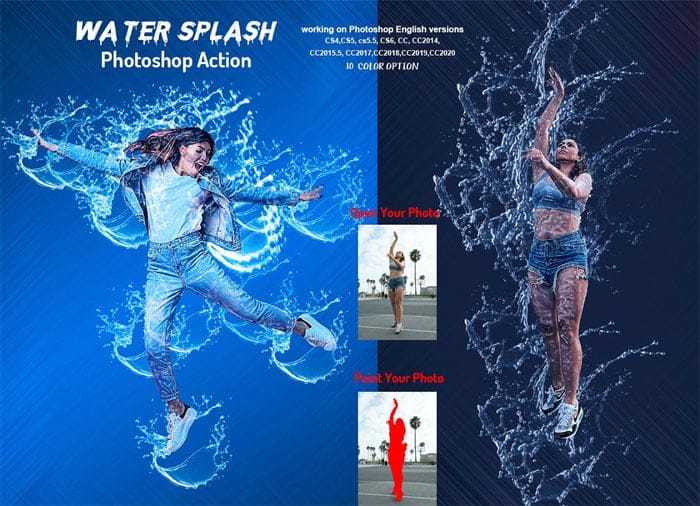 CreativeMarket - Water Splash Photoshop Action Water Splash Photoshop Action