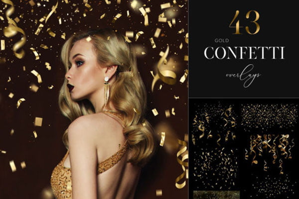 43 Gold Confetti Overlays Metallic