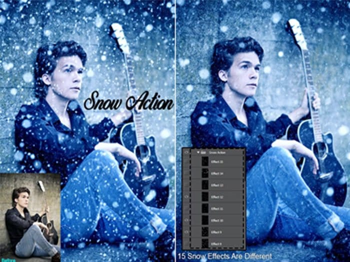 Amazing 15 Snow Photoshop Action Vol 1 Amazing 15 Snow Action