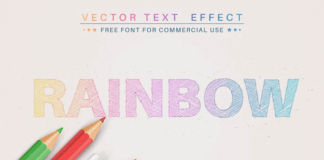 Pencil Rainbow Editable Text Effect, Font Style