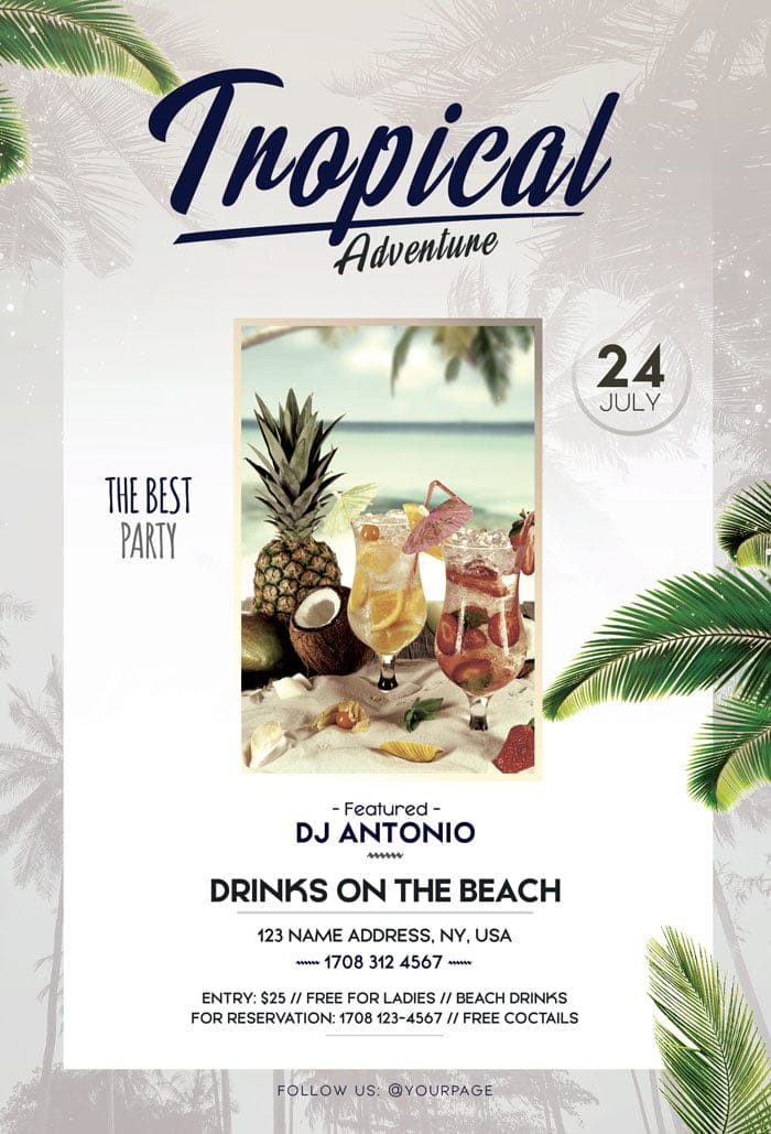 Tropical Adventure Flyer PSD Template Tropical Adventure Flyer