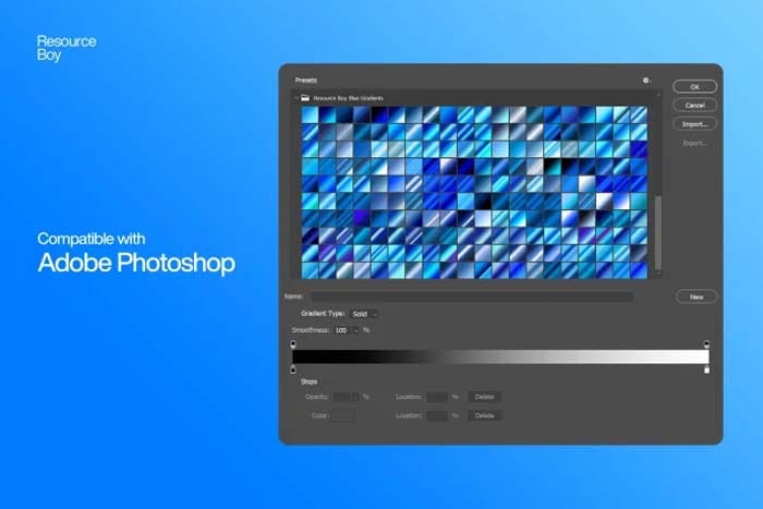 200 Blue Gradients – Made for Photoshop 200 Blue Gradients