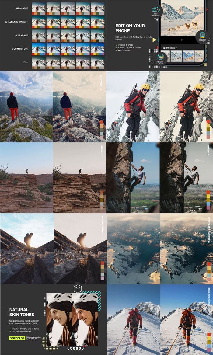 25 Mountaineer Lightroom Presets and LUTs 25 Mountaineer Presets LUTs