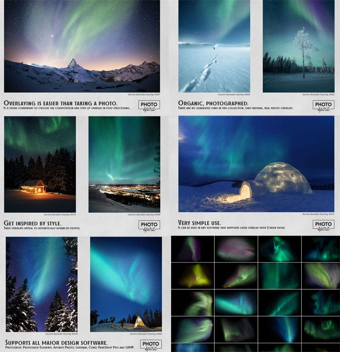 CreativeMarket - Aurora Borealis Effect Overlays Aurora Borealis Effect Overlays