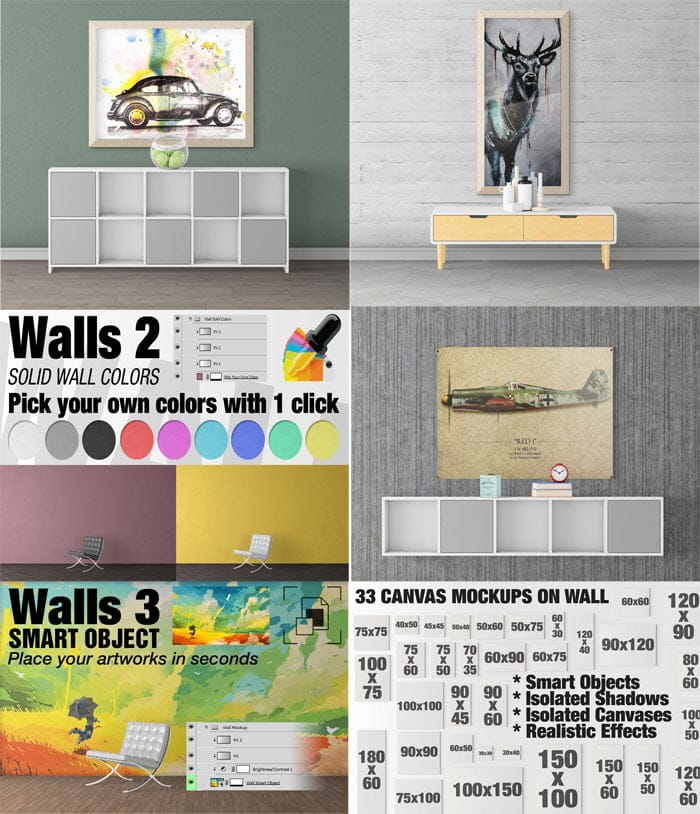 CreativeMarket - Canvas Frames Mockups v 54 Canvas Frames Mockups v 54