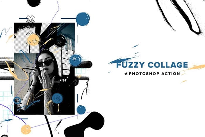 CreativeMarket - Fuzzy Collage Photoshop Action Fuzzy Collage Photoshop Action