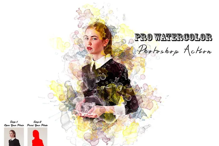 CreativeMarket - Pro Watercolor Photoshop Action | Luckystudio4u