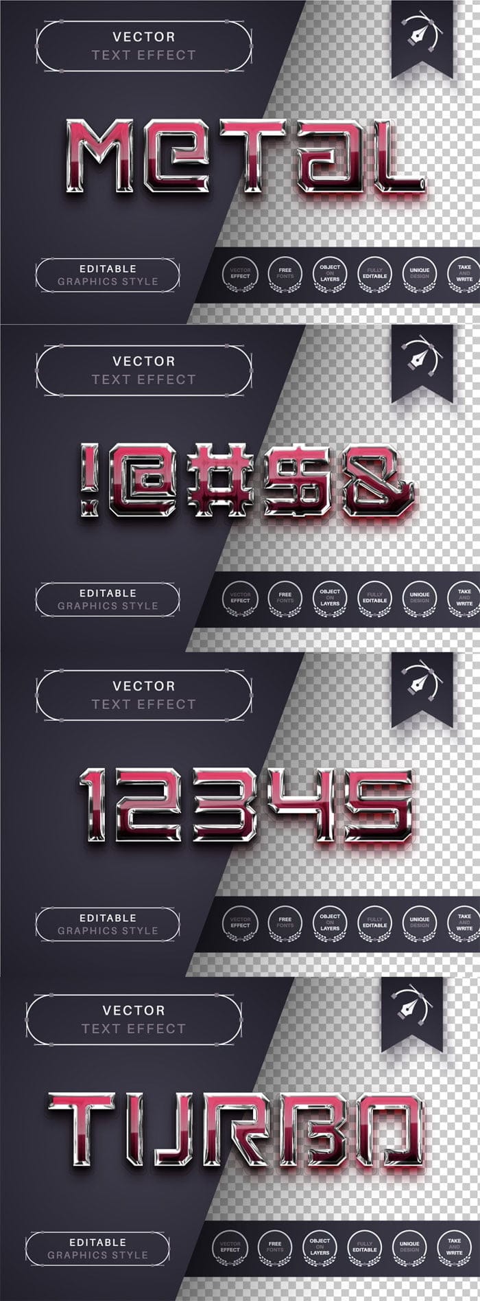 Reflect Steel Editable Text Effect