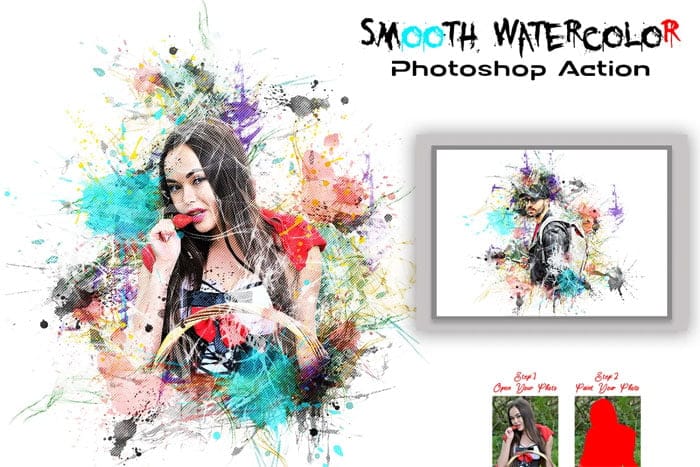 CreativeMarket - Smooth Watercolor Photoshop Action Smooth Watercolor Photoshop Action