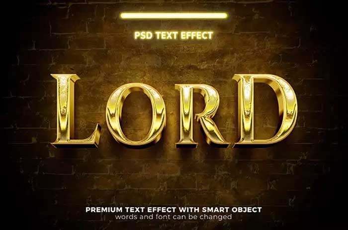 Golden Lord 3D PSD Editable Text Effect