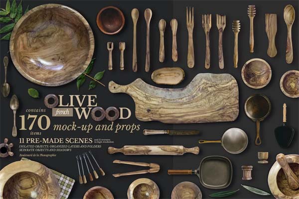 Creativemarket - Olive Wood Mock-Up Scene Generator