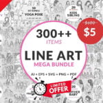 Set Mega Bundle Line Art People Family