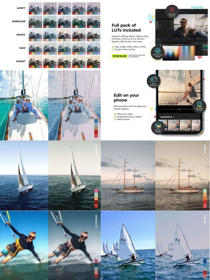 25 Sailing Lightroom Presets LUTs (2) 25 Sailing Presets LUTs