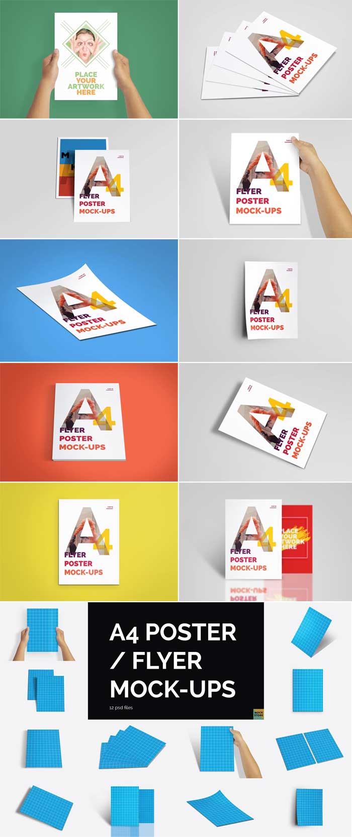 Creativemarket - A4 Poster, Flyer Mockups 2337808 A4 Poster, Flyer Mockups