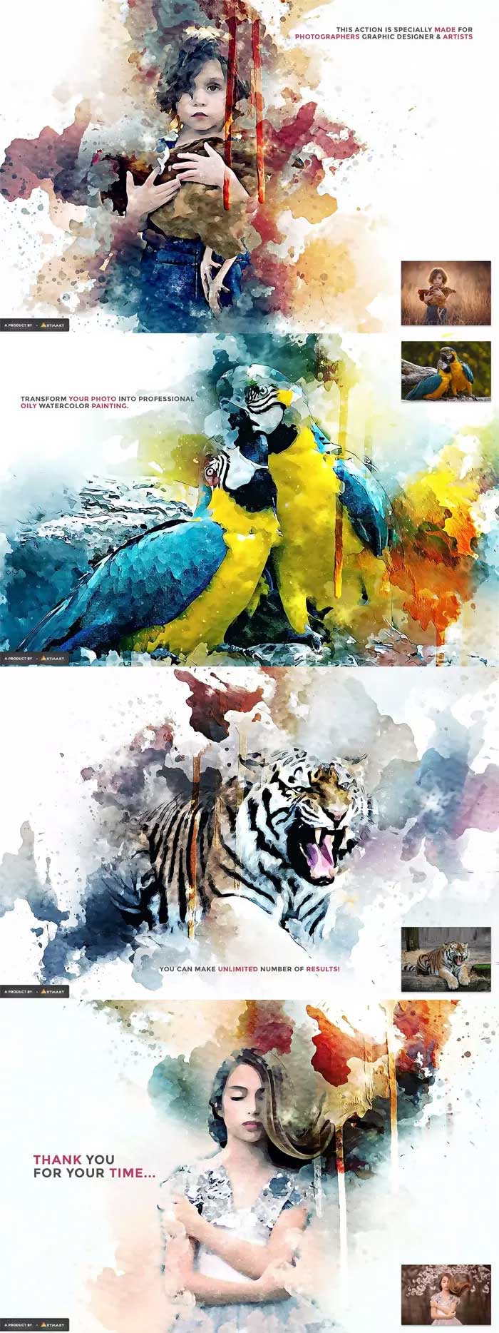 CreativeMarket - Watercolor Oil Painting PS Action Watercolor Oil Painting PS Action