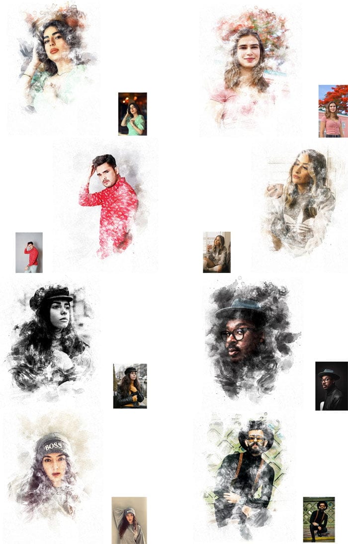 CreativeMarket - Watercolor Portrait Effect PS Action Watercolor Portrait Effect Action