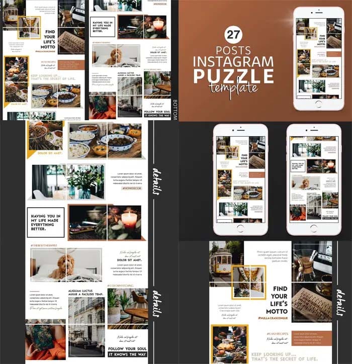 Creativemarket - Instagram Puzzle Template Lifestyle Instagram Puzzle Template Lifestyle
