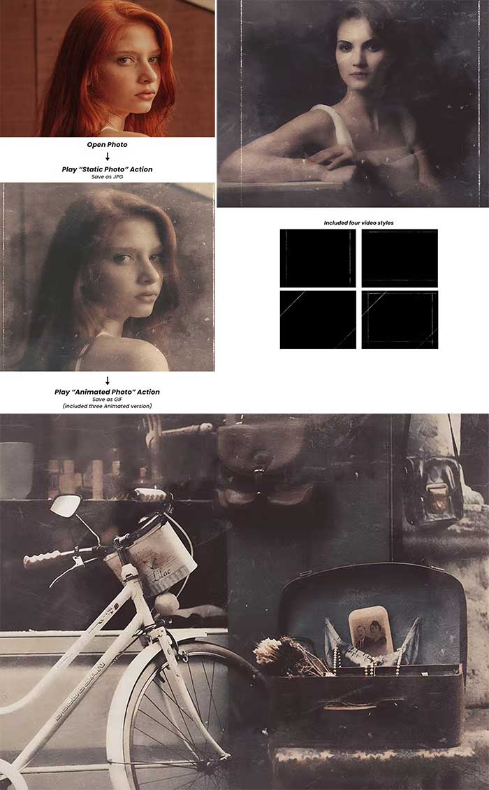 Animated Vintage Effect Photoshop Action Animated Vintage Effect Action
